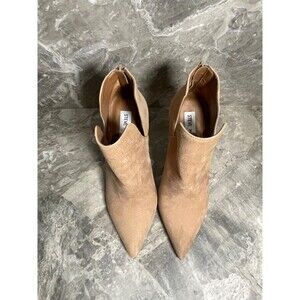 Steve Madden Tan Leather Ankle Booties Pointed Toe Stiletto Heel Cut Out Size 7